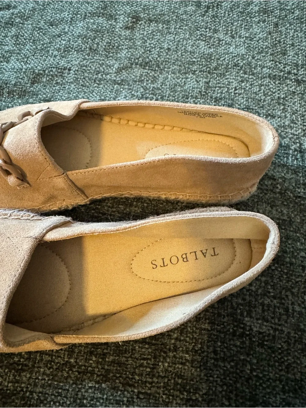 Talbots Hadley Chain Suede Platform Espadrilles Light Toffee Size 7.5